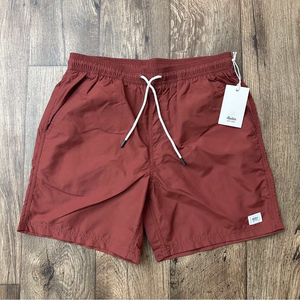 Katin Poolside Volley Nylon Shorts Men’s Size S Rust Red